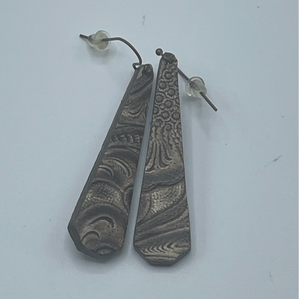 Leather Patterned Brown Earrings